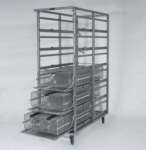 inhalation chamber service cart with cages