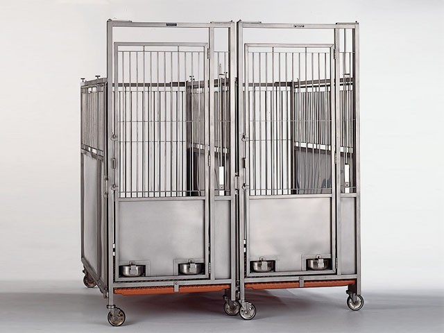 two mobile kennels